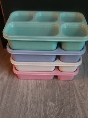 Stackable Food Storage Bento Set - Pastel Mint, Blue, Cream & Pink
